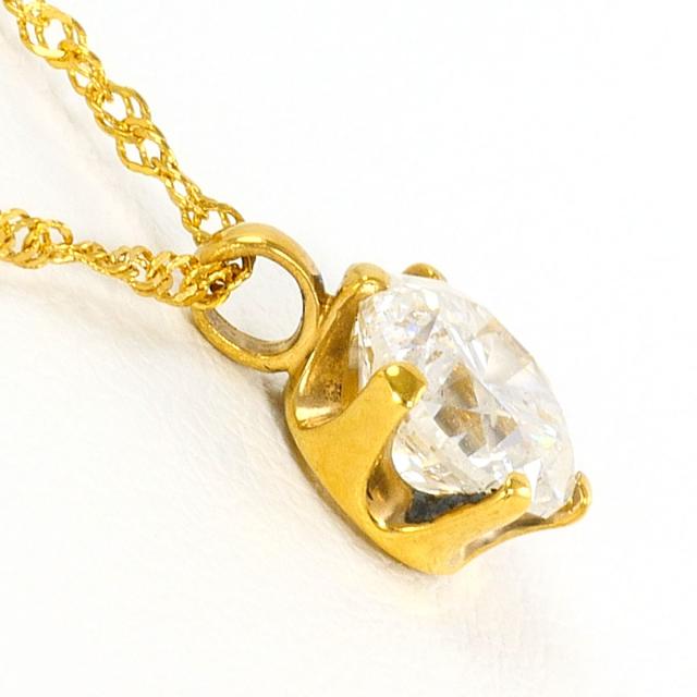 K24 24金 YG イエローゴールド ネックレス ダイヤ 1.014ct I1 総重量約2.1g 約42cm 中古ジュエリー_1