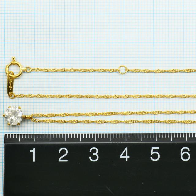 K24 24金 YG イエローゴールド ネックレス ダイヤ 1.014ct I1 総重量約2.1g 約42cm 中古ジュエリー_4