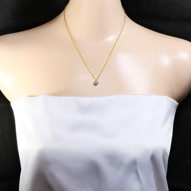 K24 24金 YG イエローゴールド ネックレス ダイヤ 1.014ct I1 総重量約2.1g 約42cm 中古ジュエリー_5