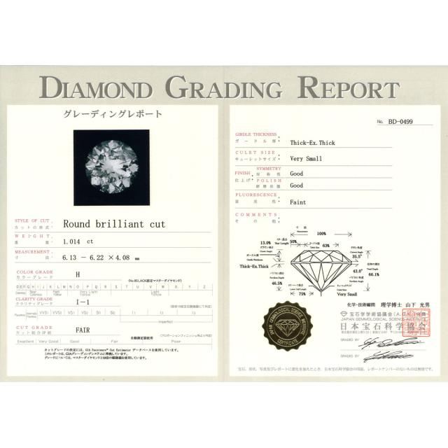 K24 24金 YG イエローゴールド ネックレス ダイヤ 1.014ct I1 総重量約2.1g 約42cm 中古ジュエリー_6