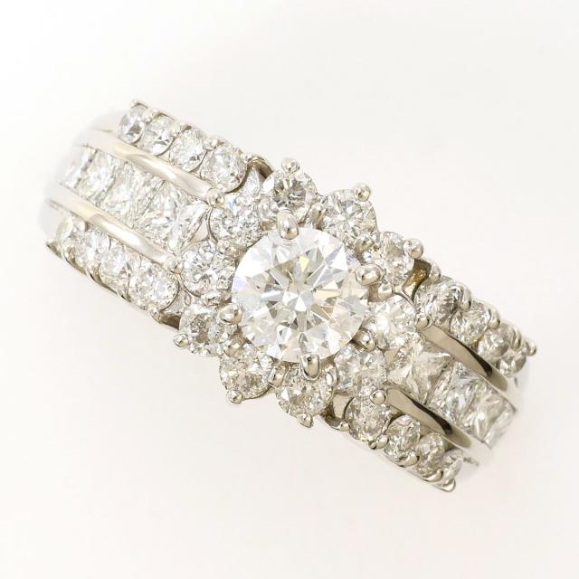 PT900 プラチナ リング・指輪 11.5号 ダイヤ 0.518ct ダイヤ 1.27ct SI2 総重量約9.6g 中古ジュエリー