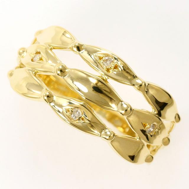 K18 18金 YG イエローゴールド リング・指輪 15.5号 ダイヤ 0.04ct 総重量約2.4g 中古ジュエリー