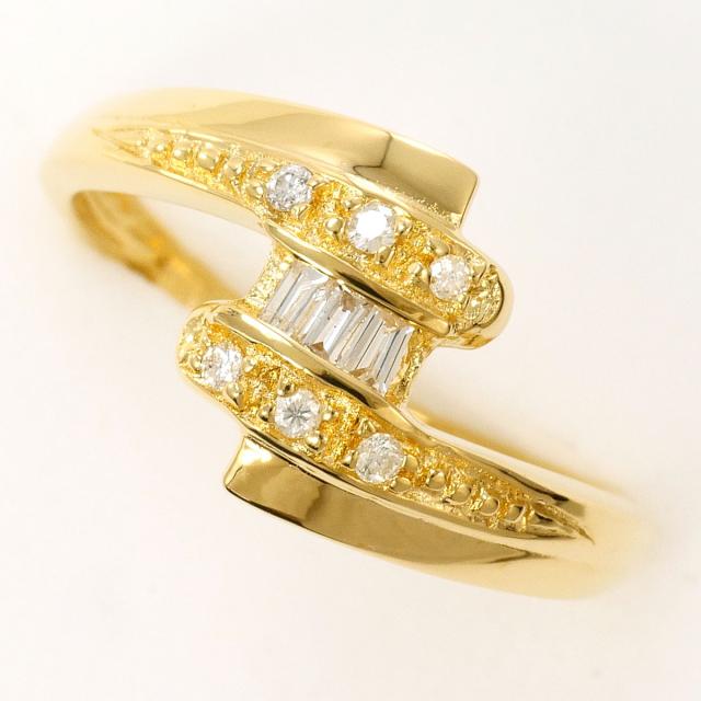 【通常価格より25%OFF】K18 18金 YG イエローゴールド リング・指輪 12号 ダイヤ 0.13ct 総重量約2.5g 中古ジュエリー 44,910円