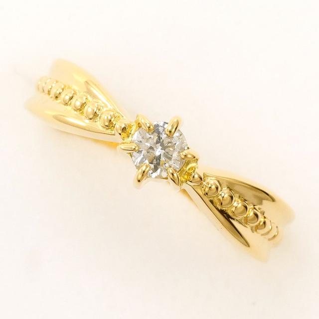 【通常価格より25%OFF】K18 18金 YG イエローゴールド リング・指輪 5号 ダイヤ 0.13ct 総重量約2.0g 中古ジュエリー