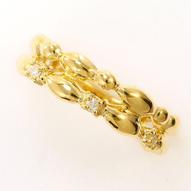 K18 18金 YG イエローゴールド リング・指輪 9号 ダイヤ 0.03ct 総重量約1.8g 中古ジュエリー