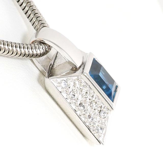 シルバー ネックレス ブルートパーズ ジルコニア 総重量約16.3g 約47cm 中古ジュエリー_1