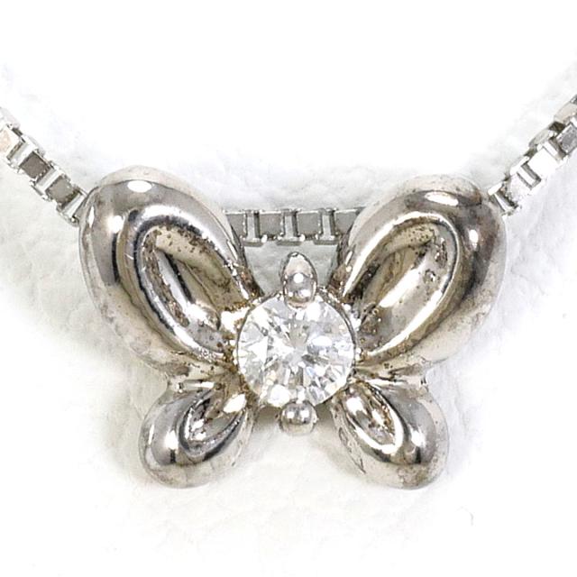 K18 18金 WG ホワイトゴールド ネックレス ダイヤ 0.03ct 総重量約1.5g 約40cm 中古ジュエリー