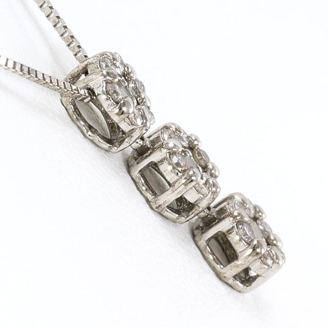 K14 14金 WG ホワイトゴールド ネックレス ダイヤ 0.30ct 総重量約1.6g 約40cm 中古ジュエリー_1