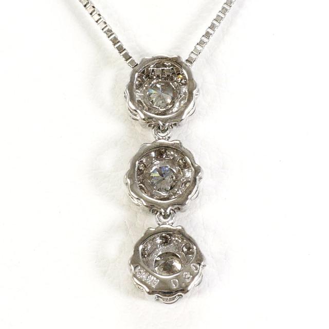 K14 14金 WG ホワイトゴールド ネックレス ダイヤ 0.30ct 総重量約1.6g 約40cm 中古ジュエリー_2