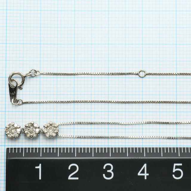 K14 14金 WG ホワイトゴールド ネックレス ダイヤ 0.30ct 総重量約1.6g 約40cm 中古ジュエリー_3