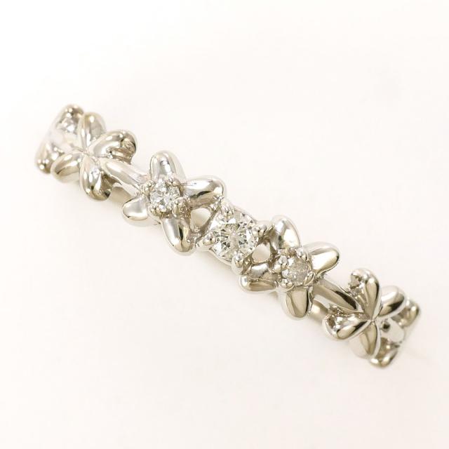 K14 14金 WG ホワイトゴールド リング・指輪 7号 ダイヤ 総重量約0.9g 中古ジュエリー