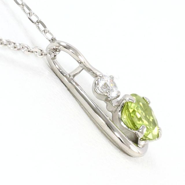 K10 10金 WG ホワイトゴールド ネックレス ペリドット ジルコニア 総