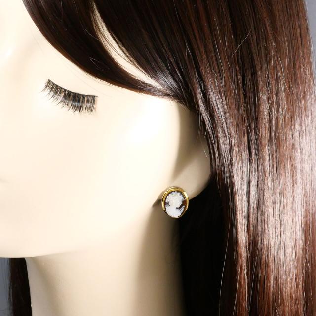 K18 18金 YG イエローゴールド ピアス シェルカメオ 総重量約2.9g 中古 