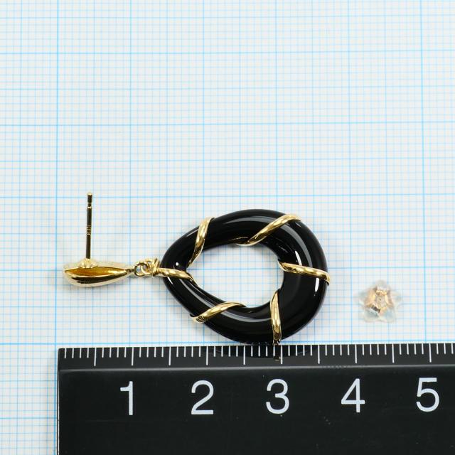 K18 18金 YG イエローゴールド ピアス オニキス 総重量約5.4g 中古ジュエリー_2