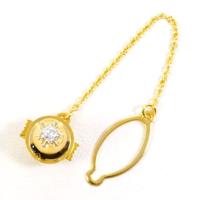 【通常価格より20%OFF】K18 18金 YG イエローゴールド ピンブローチ ダイヤ 0.15 ct 総重量約3.5g 中古ジュエリー 22,606円