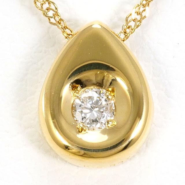 K18 18金 YG イエローゴールド ネックレス ダイヤ 0.05 ct 総重量約1.5g 約40cm 中古ジュエリー