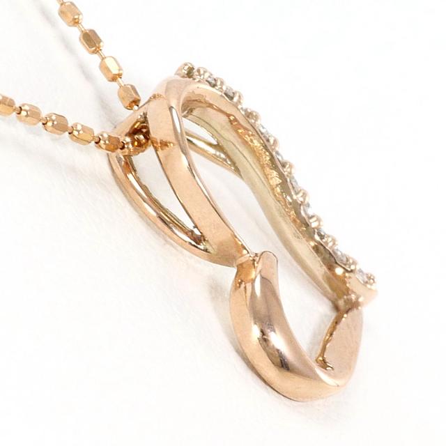 K10 10金 PG ピンクゴールド ネックレス ダイヤ 0.05ct 総重量約1.6g 