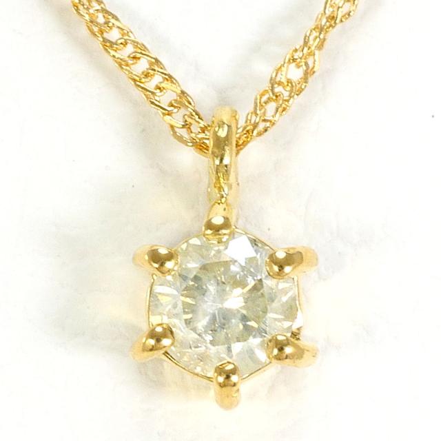 K18 18金 YG イエローゴールド ネックレス ダイヤ 0.1ct 総重量約1.1g 約42cm 中古ジュエリー