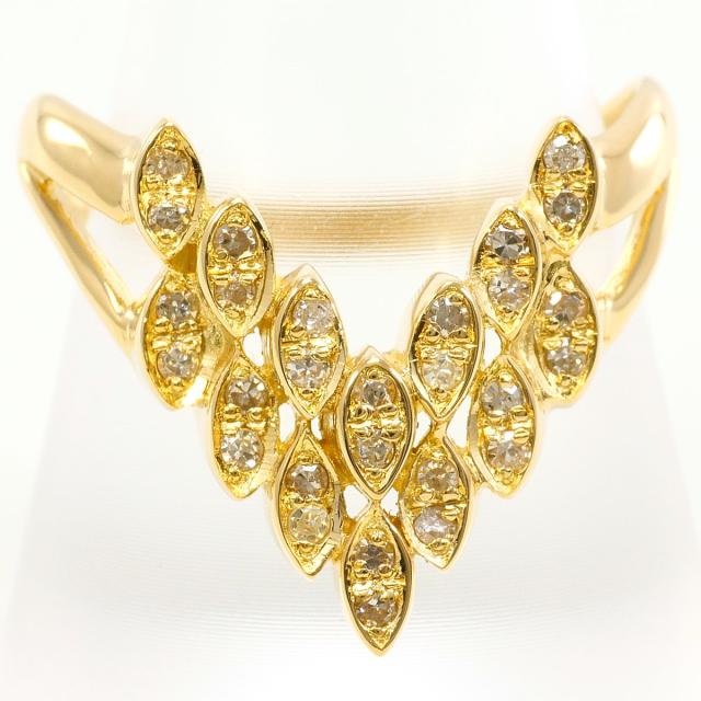 【通常価格より20%OFF】K18 18金 YG イエローゴールド リング・指輪 18号 ダイヤ 0.26 ct 鑑別書 総重量約5.1g 中古ジュエリー