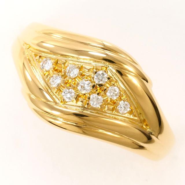 K18 18金 YG イエローゴールド リング・指輪 8号 ダイヤ 0.08ct 鑑別書 