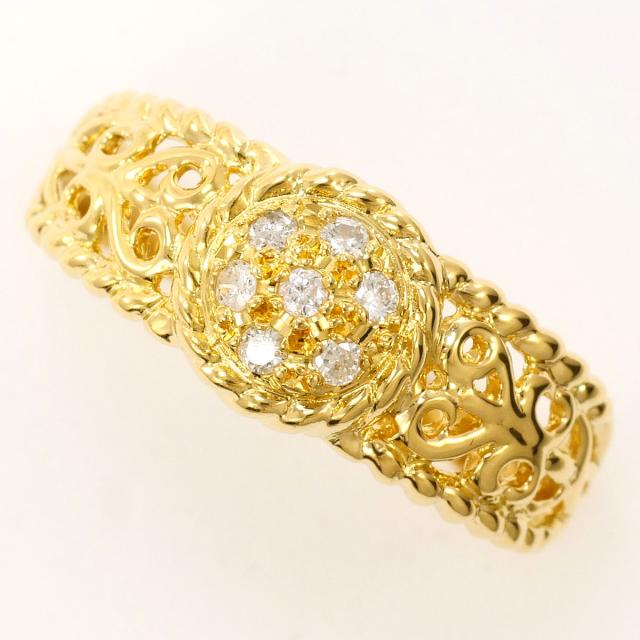 K18 18金 YG イエローゴールド リング・指輪 19.5号 ダイヤ 0.15ct 