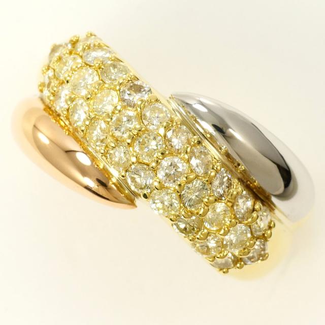 【通常価格より20%OFF】PT900 プラチナ K18 YG イエローゴールド リング・指輪 12.5号 ダイヤ 1.00 ct 鑑別書 総重量約7.1g ジュエリー 中古 109,120円