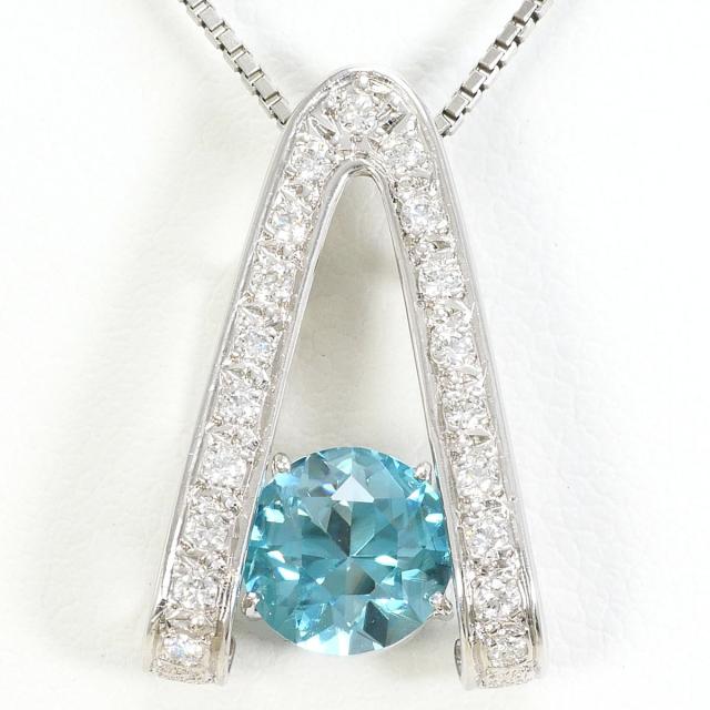 PT900 プラチナ PT850 プラチナ ネックレス ブルージルコン 1.78ct 