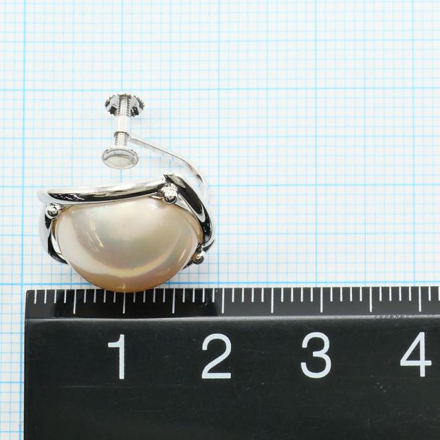 K14 14金 WG ホワイトゴールド イヤリング マベパール 総重量約7.0g 中古ジュエリー_2