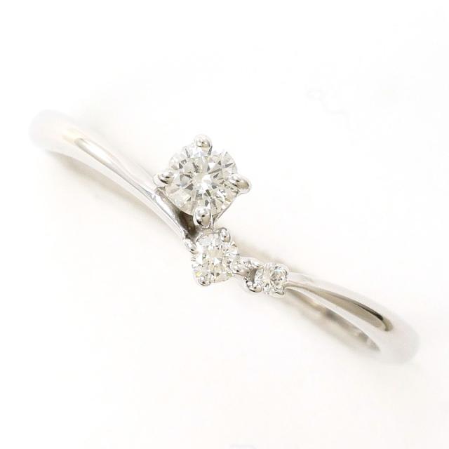 K10 10金 WG ホワイトゴールド リング・指輪 10号 ダイヤ 0.14ct 総重量約1.1g 中古ジュエリー