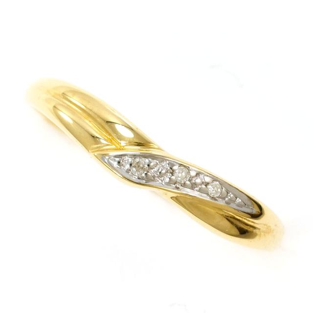 K18 18金 YG イエローゴールド リング・指輪 10.5号 ダイヤ 0.02ct 総重量約1.1g 中古ジュエリー