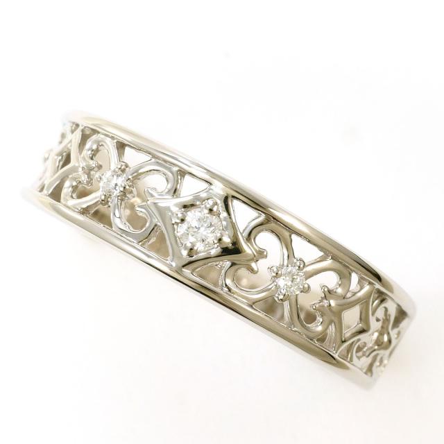 PT900 プラチナ リング・指輪 16号 ダイヤ 0.06 ct 総重量約3.7g 中古
