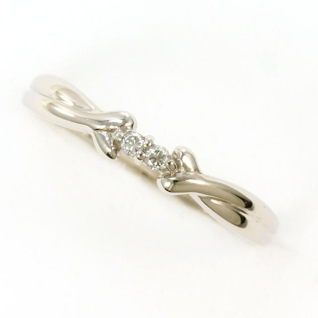 PT900 プラチナ リング・指輪 7号 ダイヤ 0.03 ct 総重量約1.7g 中古ジュエリー