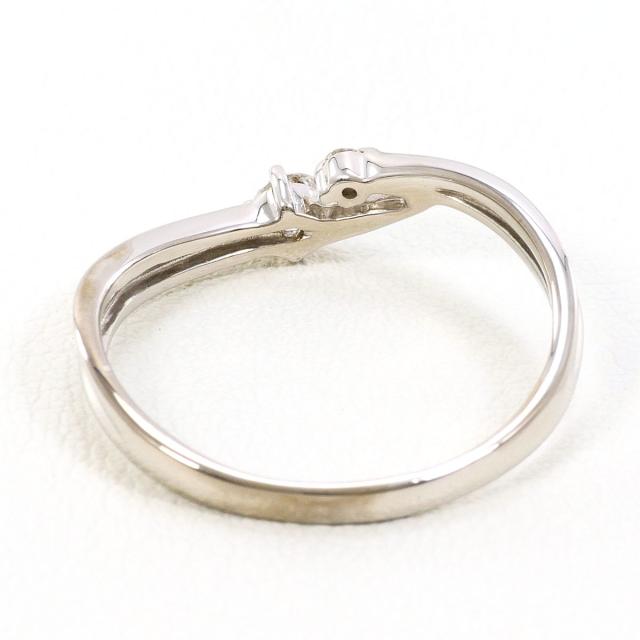 K14 14金 WG ホワイトゴールド リング・指輪 14.5号 ダイヤ 0.12ct 総重量約2.1g 中古ジュエリー
