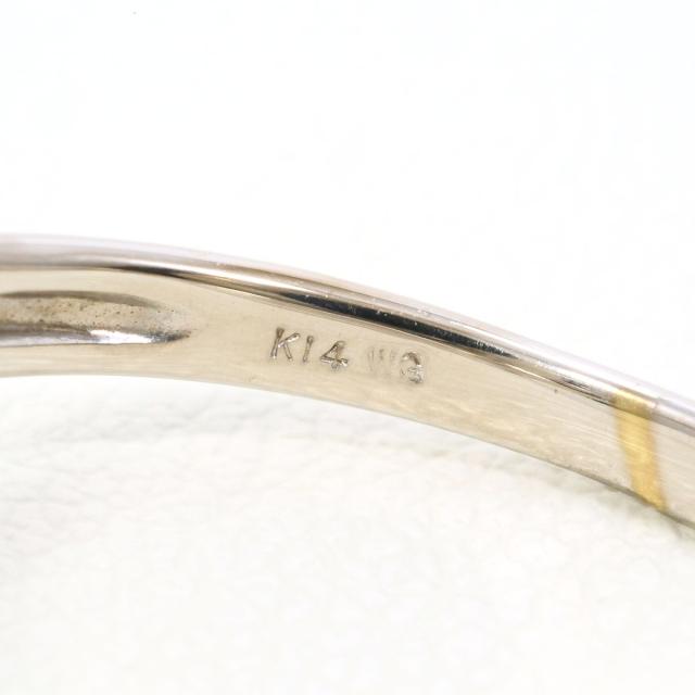 K14 14金 WG ホワイトゴールド リング・指輪 14.5号 ダイヤ 0.12ct 総重量約2.1g 中古ジュエリー