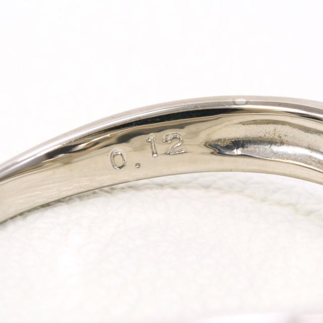 K14 14金 WG ホワイトゴールド リング・指輪 14.5号 ダイヤ 0.12ct 総重量約2.1g 中古ジュエリー