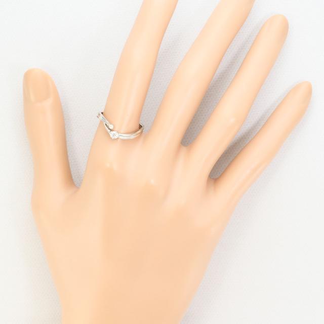 K14 14金 WG ホワイトゴールド リング・指輪 14.5号 ダイヤ 0.12ct 総重量約2.1g 中古ジュエリー