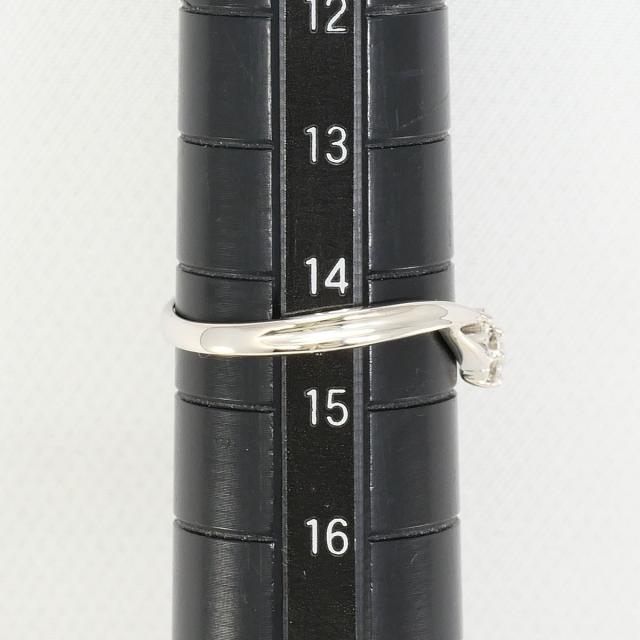 K14 14金 WG ホワイトゴールド リング・指輪 14.5号 ダイヤ 0.12ct 総重量約2.1g 中古ジュエリー