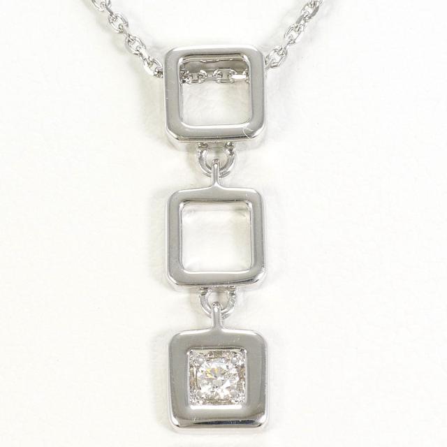 K10 10金 WG ホワイトゴールド ネックレス ダイヤ 0.07ct 総重量約3.5g 約40cm ジュエリー 中古