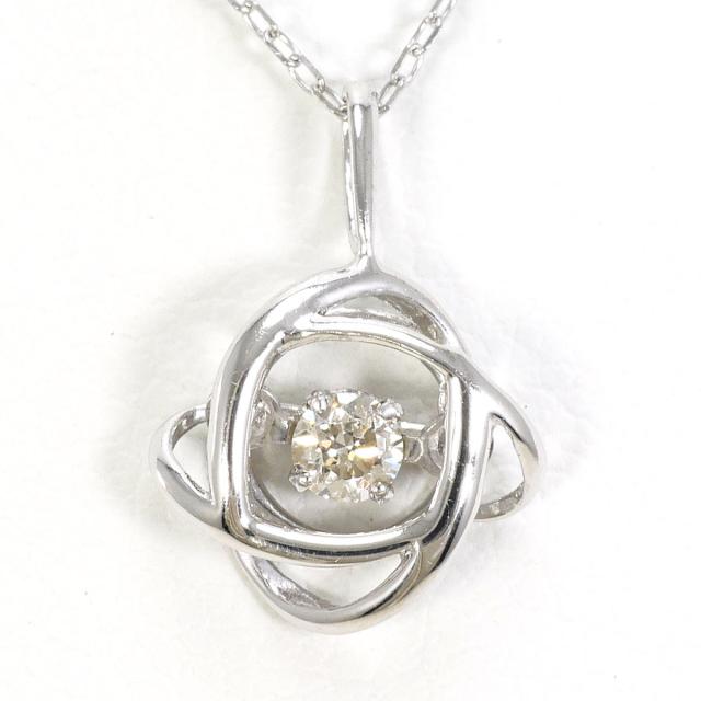 K10 10金 WG ホワイトゴールド ネックレス ダイヤ 0.05ct 総重量約0.7g 約40cm 中古ジュエリー