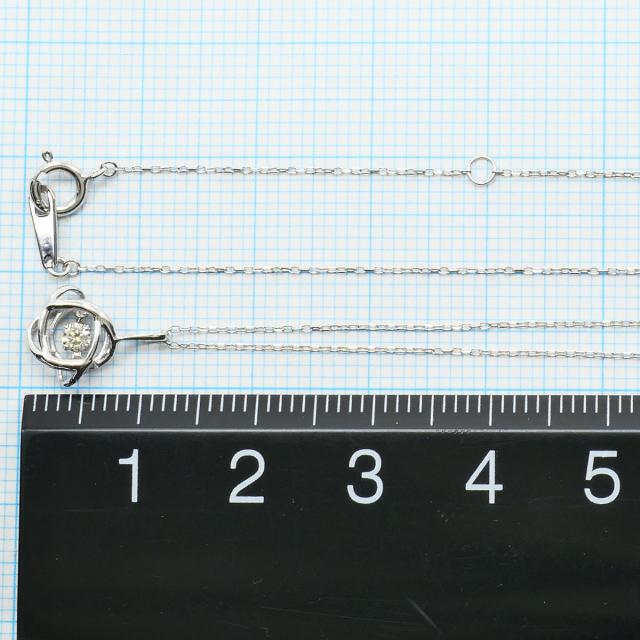 K10 10金 WG ホワイトゴールド ネックレス ダイヤ 0.05ct 総重量約0.7g 約40cm 中古ジュエリー_3