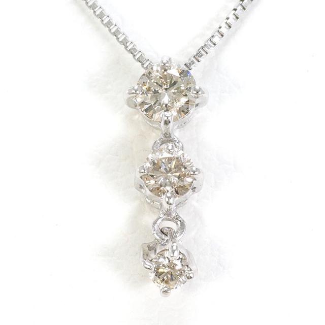 K18 18金 WG ホワイトゴールド ネックレス ダイヤ 0.20ct 総重量約1.4g 約40cm 中古ジュエリー