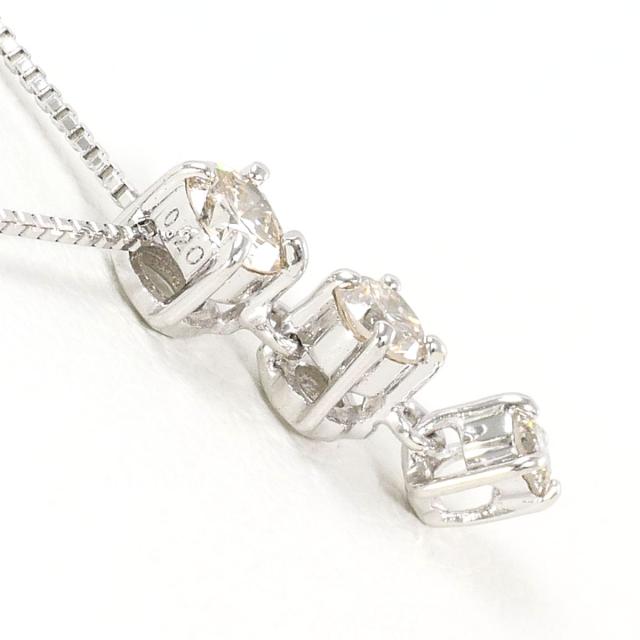 K18 18金 WG ホワイトゴールド ネックレス ダイヤ 0.20ct 総重量約1.4g 約40cm 中古ジュエリー_1
