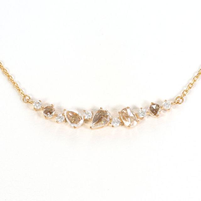 【通常価格より20%OFF】K18 18金 PG ピンクゴールド ネックレス ダイヤ 0.60 ct カード鑑別書 総重量約2.7g 約48cm 中古ジュエリー