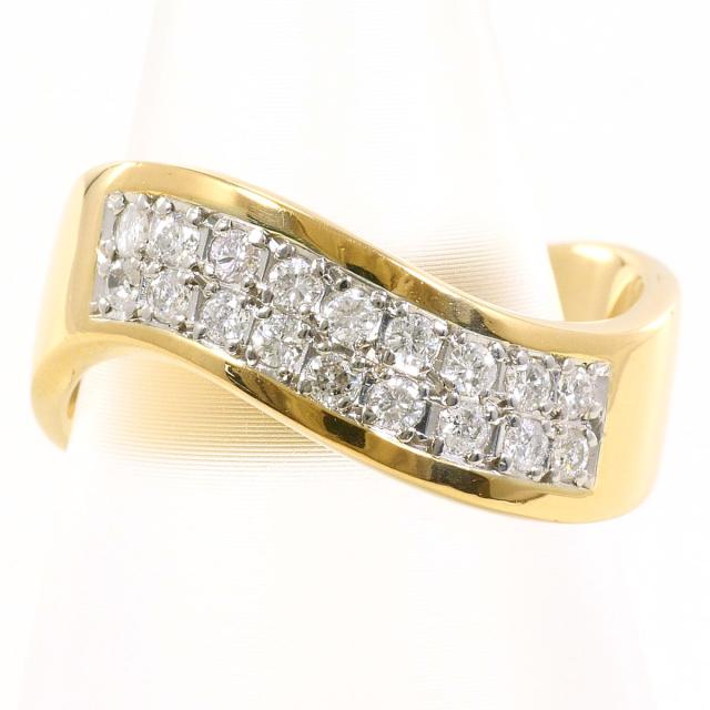PT プラチナ K18 18金 YG イエローゴールド リング・指輪 11号 ダイヤ 0.29ct カード鑑別書 総重量約5.6g 中古ジュエリー