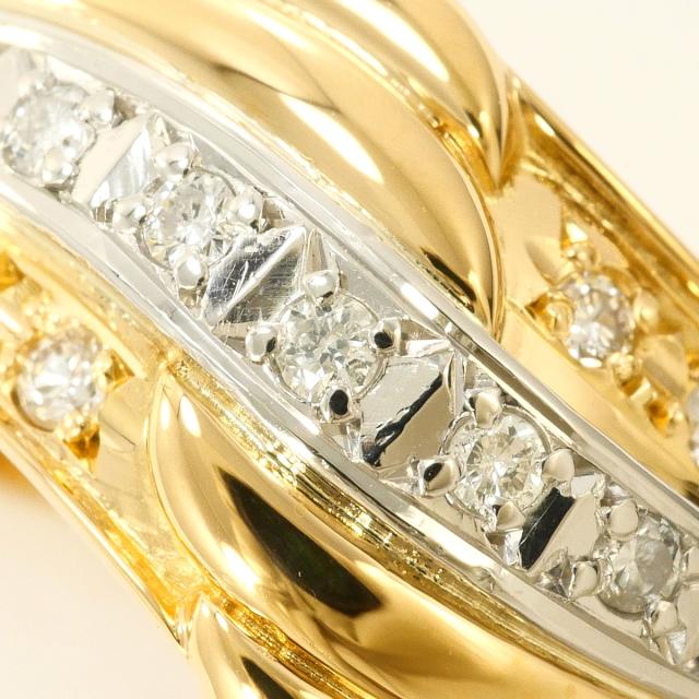 PT プラチナ K18 18金 YG イエローゴールド リング・指輪 12号 ダイヤ 0.13ct カード鑑別書 総重量約5.1g 中古ジュエリー_1