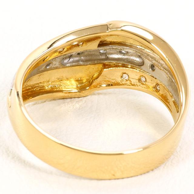 PT プラチナ K18 18金 YG イエローゴールド リング・指輪 12号 ダイヤ 0.13ct カード鑑別書 総重量約5.1g 中古ジュエリー_3