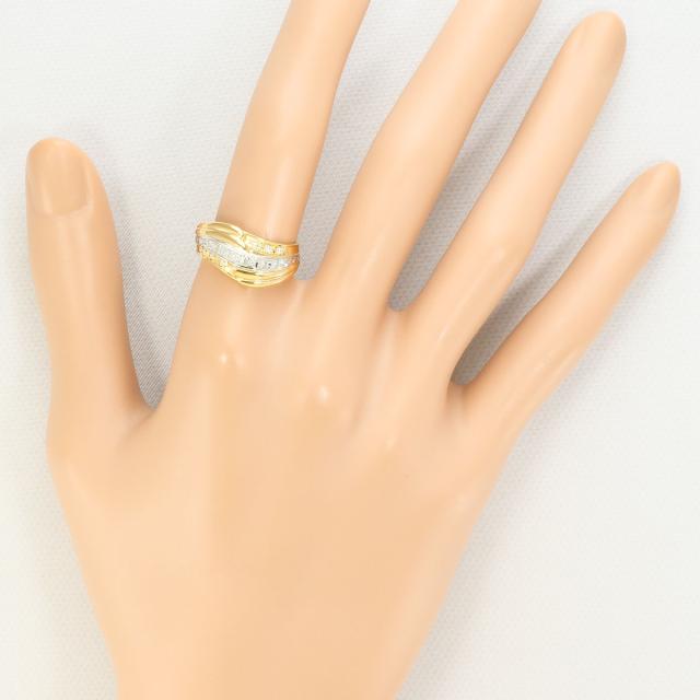 PT プラチナ K18 18金 YG イエローゴールド リング・指輪 12号 ダイヤ 0.13ct カード鑑別書 総重量約5.1g 中古ジュエリー_6