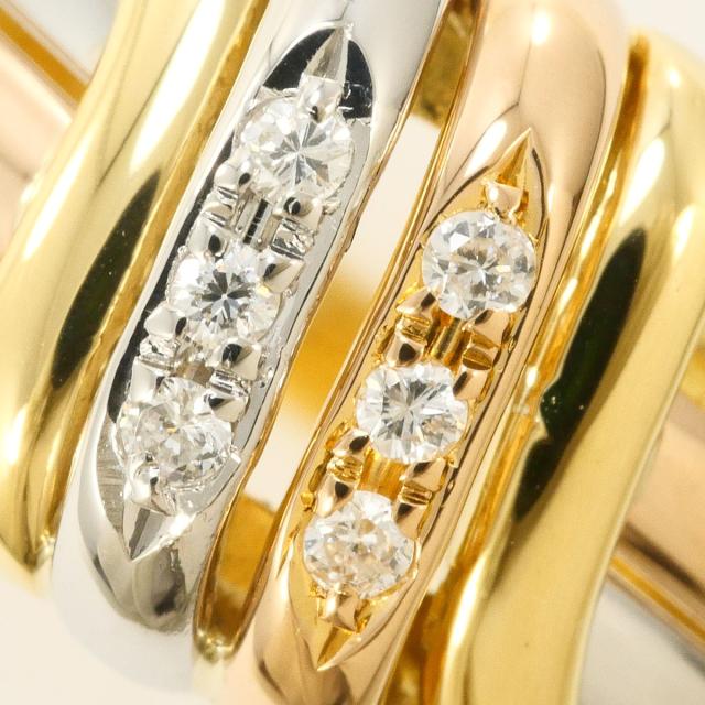 PT900 プラチナ K18 18金 YG イエローゴールド リング・指輪 12号 ダイヤ 0.06ct カード鑑別書 総重量約5.2g 中古ジュエリー_1