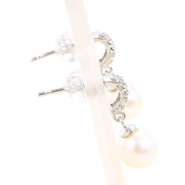 K18 18金 WG ホワイトゴールド ピアス パール ダイヤ 0.05ct 総重量約 