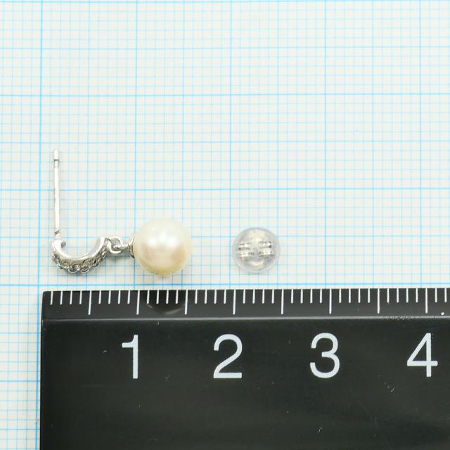 K18 18金 WG ホワイトゴールド ピアス パール ダイヤ 0.05ct 総重量約 